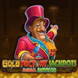 Gold Factory Jackpots Mega Moolah online game logo by Aurum Signature Studios on slot-lairs.nl